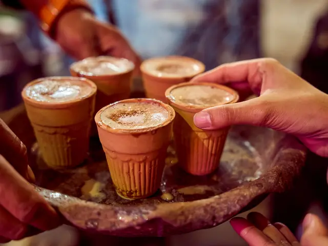 Chai served in small clay cups, typical of Delhi